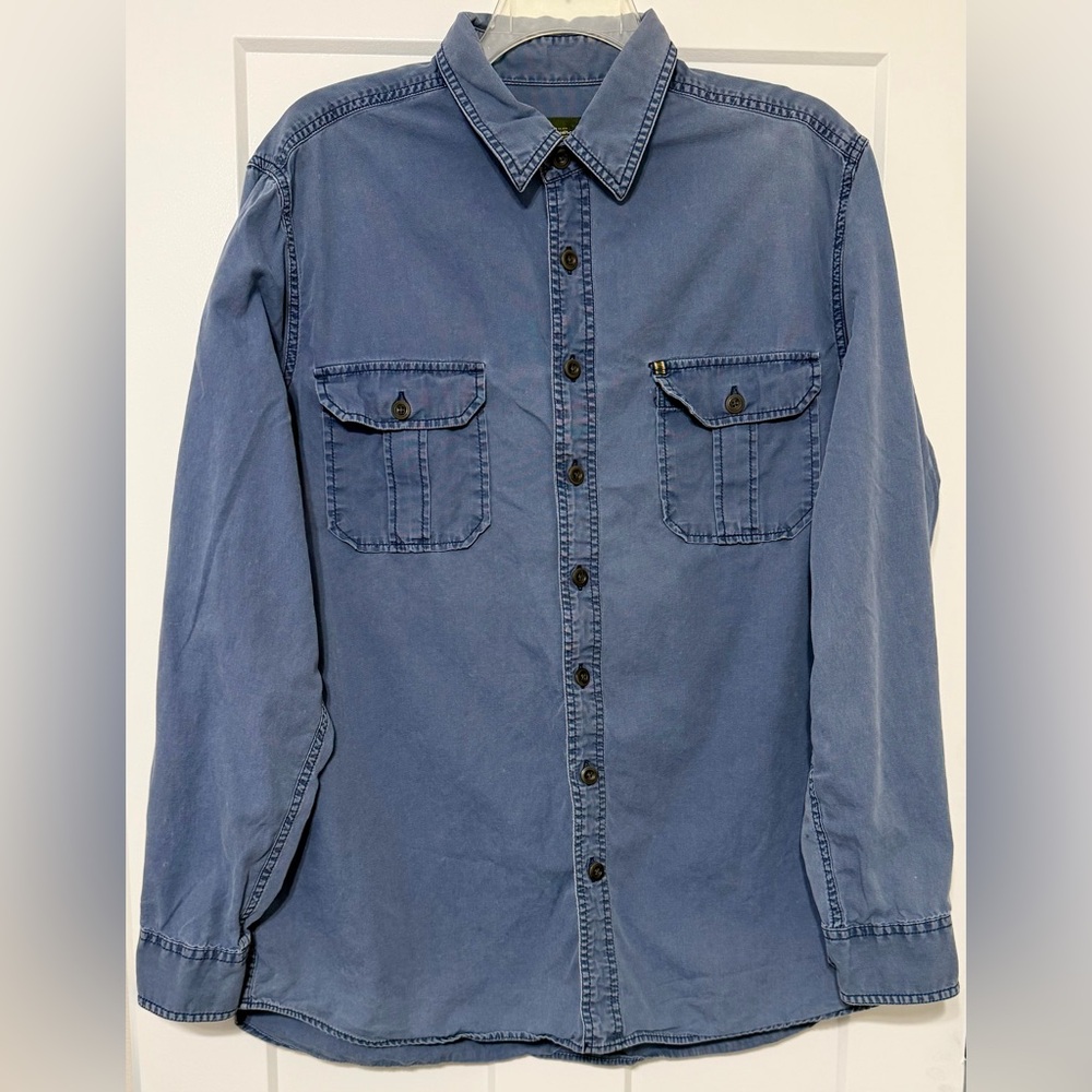 932: Eddie Bauer Denim Blue Casual Shirt - XL